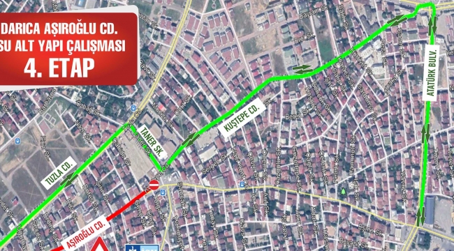 Aşıroğlu Caddesi'nde geçici güzergah uygulaması