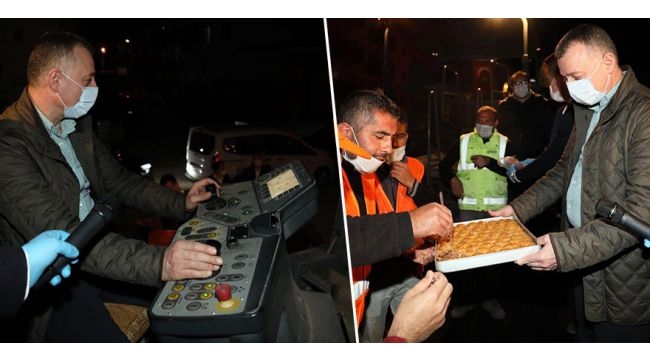 Büyükakın'dan gece çalışanlarına baklava ikramı