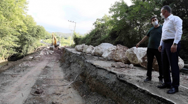 Büyükakın, heyelan bölgesinde inceleme yaptı