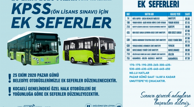 Büyükşehir'den KPSS için ek seferler