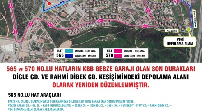 Vatandaş talep etti, 565 ve 570 numaralı hatların güzergahı değişti