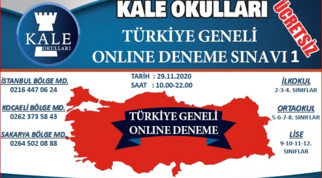 Kale Okulları online deneme sınavı düzenliyor