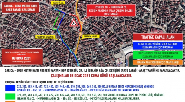 Darıca'da geçici güzergah uygulaması!