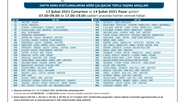 Büyükşehir hafta sonu 55 hatta hizmet verecek