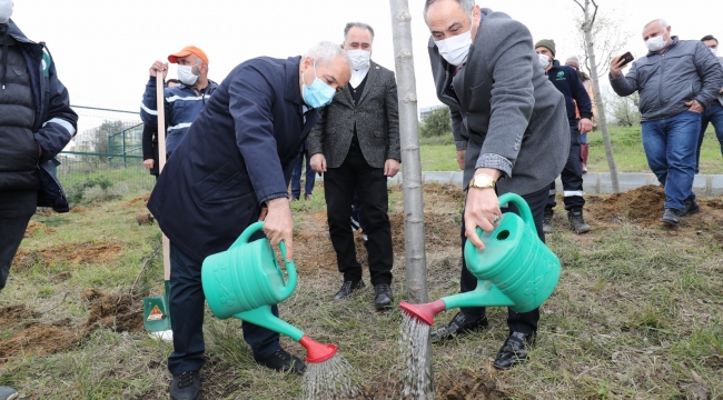 Gebze'de sağlık çalışanları için ağaçlandırma çalışması yapıldı