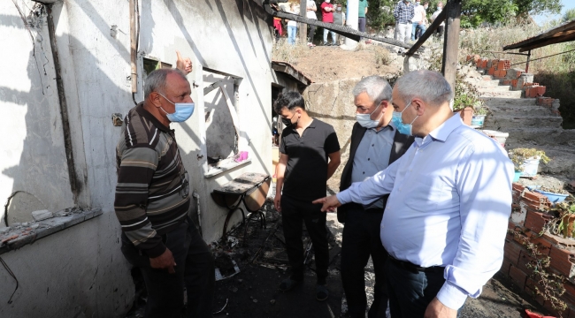 Başkan Büyükgöz'den evi yanan aileye ziyaret