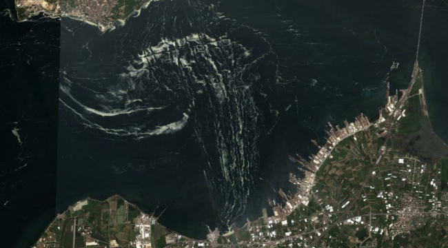 Darıca ve Marmara denizini boydan boya kaplayan deniz salyaları uydudan görüntülendi! 