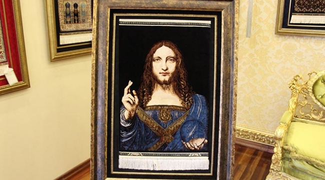 Kocaeli'de Leonardo'nun Salvator Mundi tablosu ipek halıya işlendi 