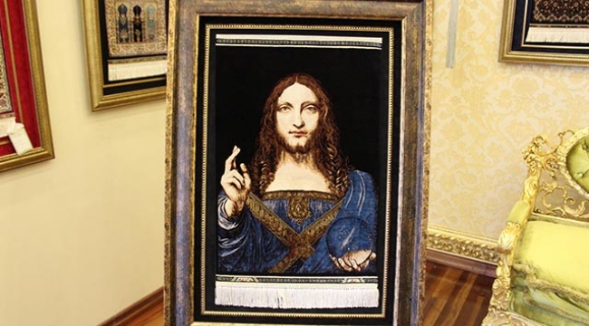 Kocaeli'de Leonardo'nun Salvator Mundi tablosu ipek halıya işlendi