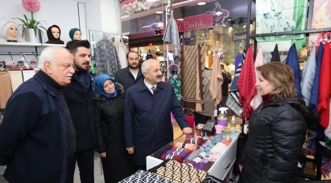 Başkanlar esnaf turu için Hacı Halil'de
