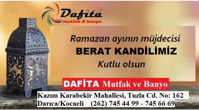 Dafita Mutfak ve Banyo Berat Kandili mesajı