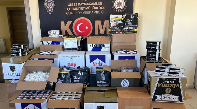 Gebze'de,183 bin makaron ve 12 kilo tütün ele geçirildi.