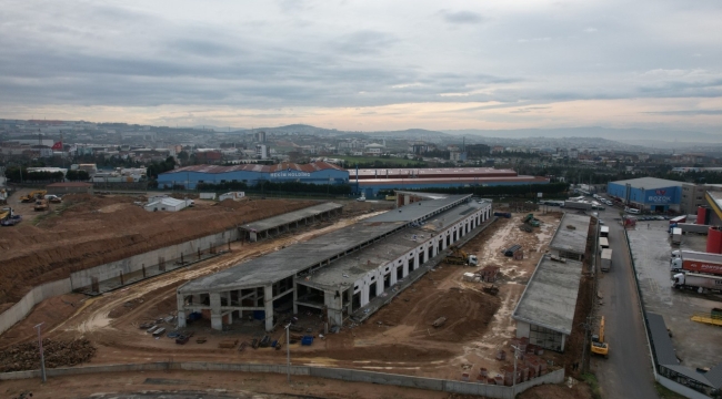 Gebze Hal binası inşaatında yoğun çalışma sürüyor