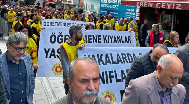 Gebze'de öğretmenler, yürüyüş yapıp meslektaşlarının öldürülmesine tepki gösterdi