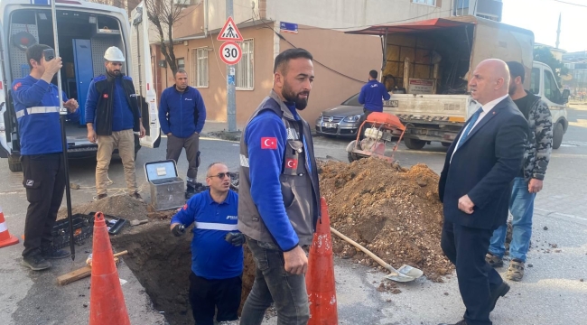 Başkan Bıyık, doğal gaz borusunun patladığı bölgede incelemelerde bulundu