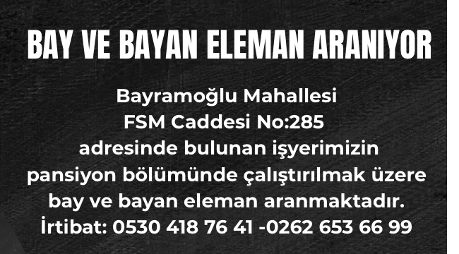 Bay ve bayan eleman aranıyor
