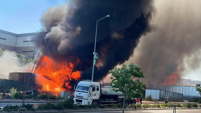 Çayırova'da palet depolama sahasında yangın