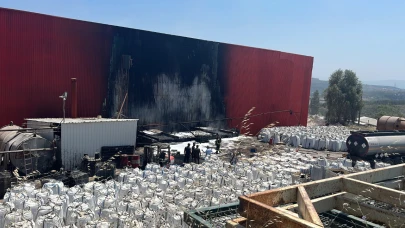 Asfalt Fabrikasında çıkan yangın büyümeden söndürüldü