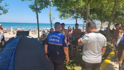 Kandıra sahillerinde çadır denetimi