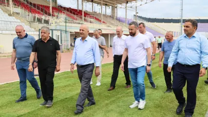 Başkan Büyükgöz Alaettin Kurt Stadyumu’nda Çalışmaları Yerinde İnceledi