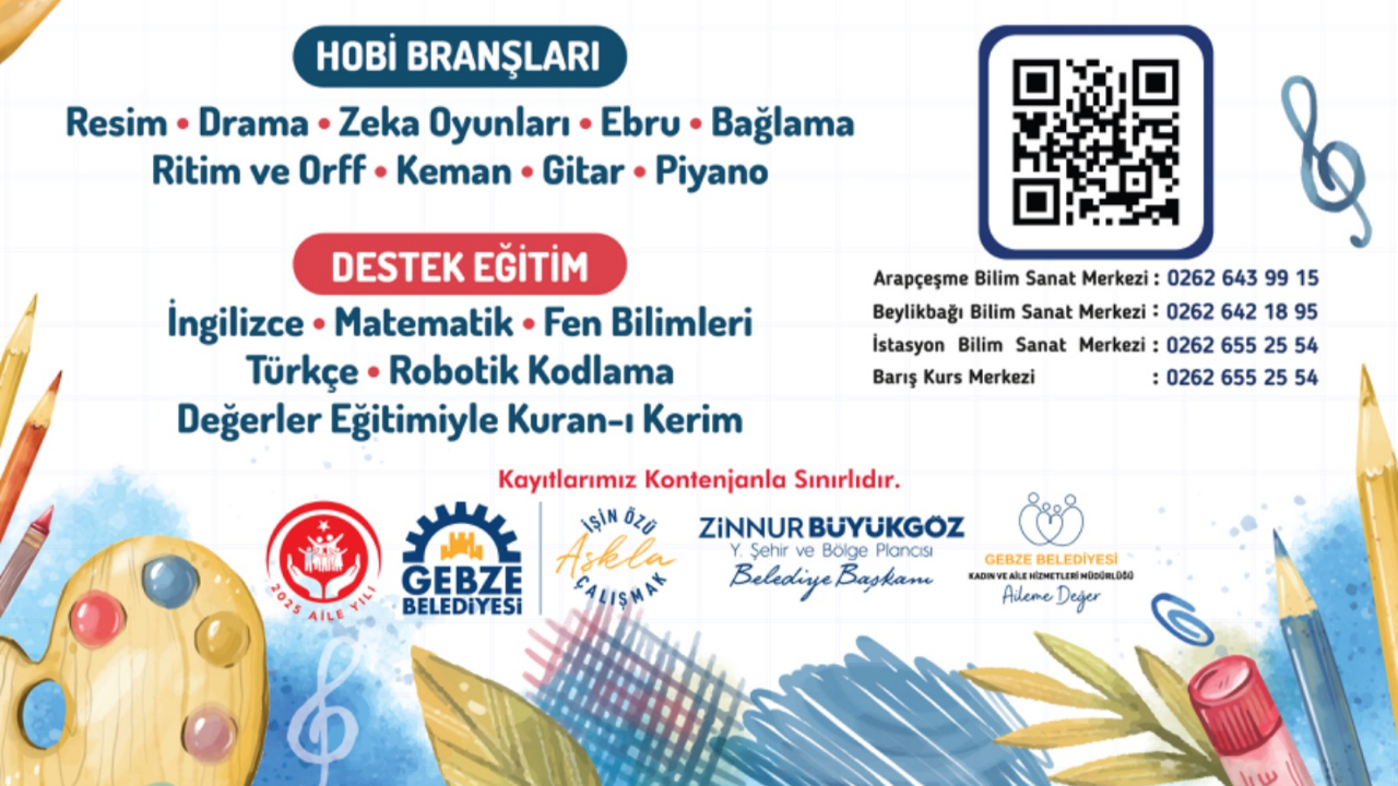 Gebze Belediyesi Bilim ve Sanat Merkezi Kayıtları Başladı