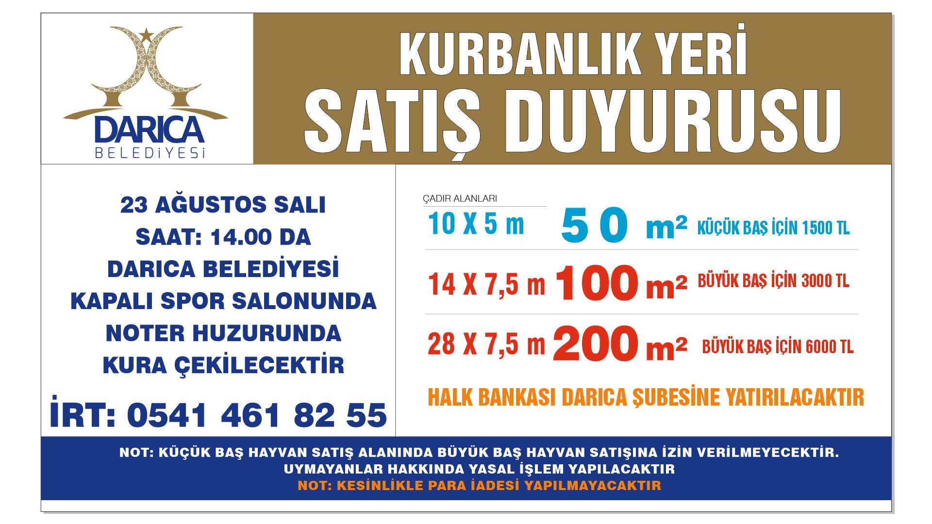 Kurban satış alanı kurayla kiralanacak