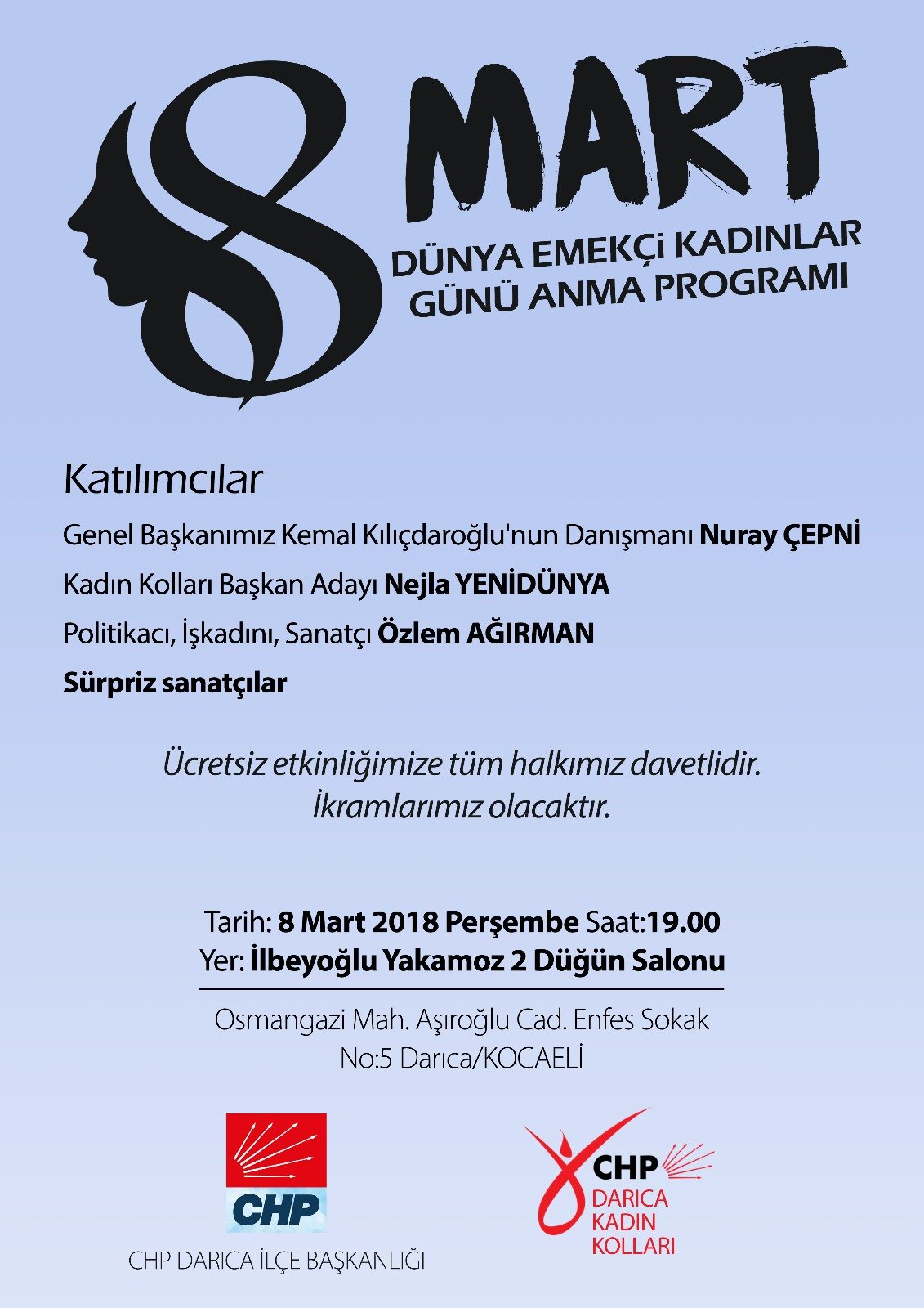 CHP Darıca Kadın Kolları'ndan 8 Mart programı