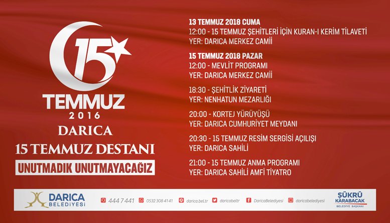 Darıca, 15 Temmuz'da nöbette olacak!