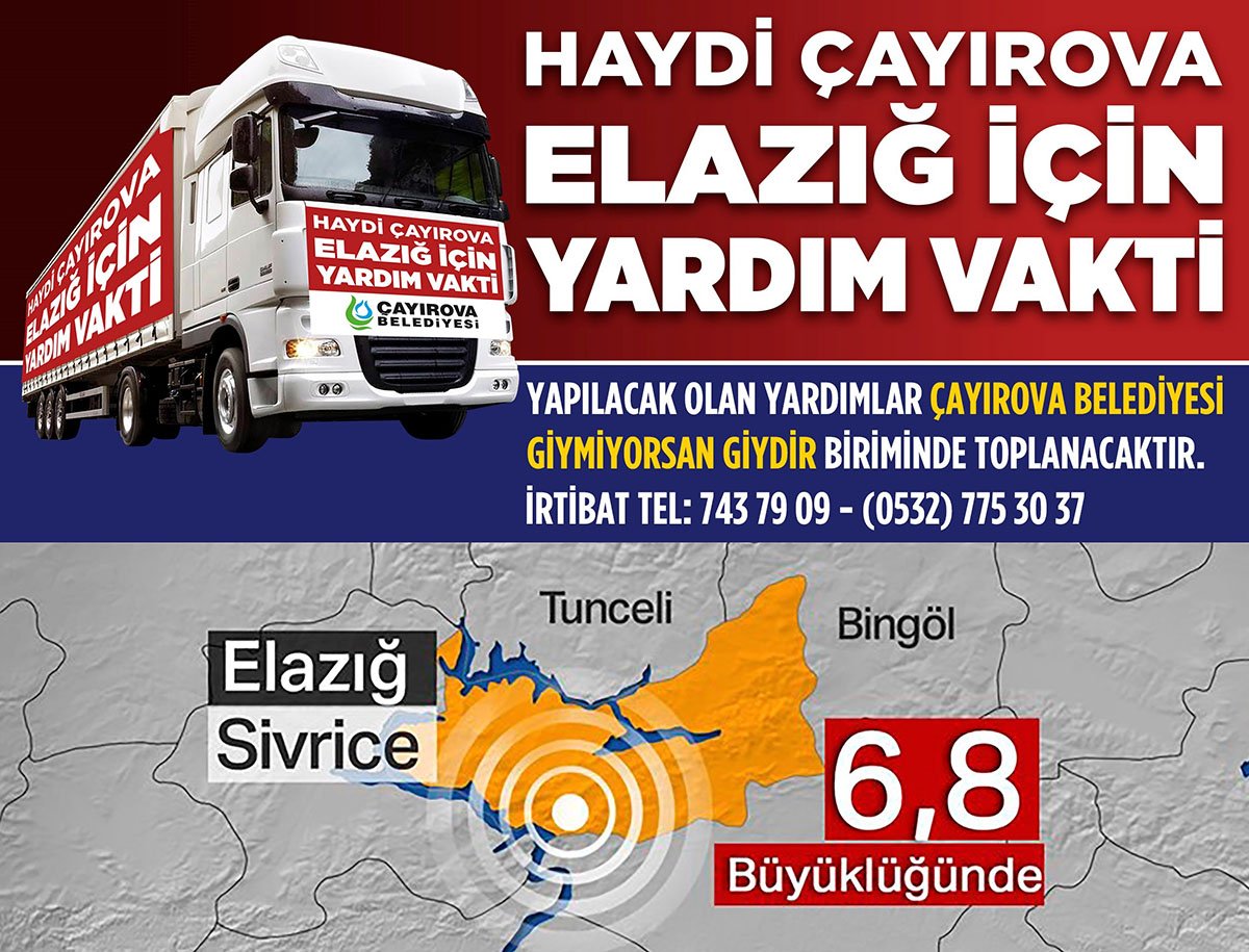 Çayırova'dan deprem bölgesine yardım kampanyası
