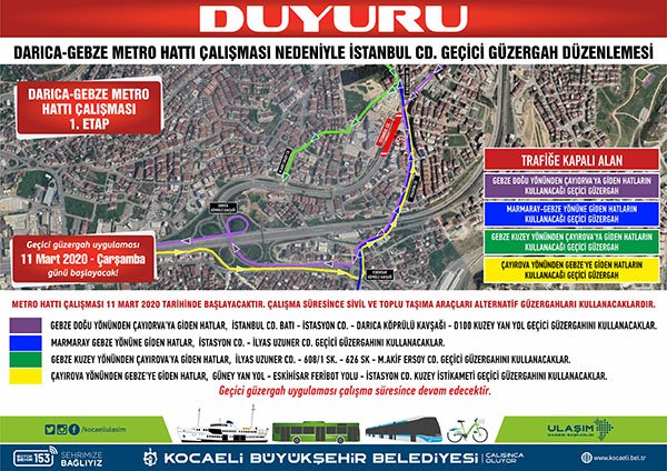 Metro için geçici güzergahlar oluşturuldu