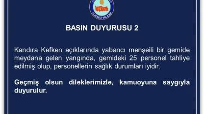 Kefken açıklarında yangın çıkan gemideki 25 personel kurtarıldı