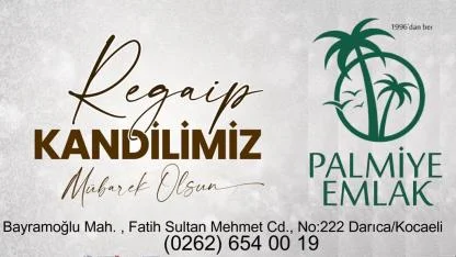 Palmiye Regaib Kandil ilanı