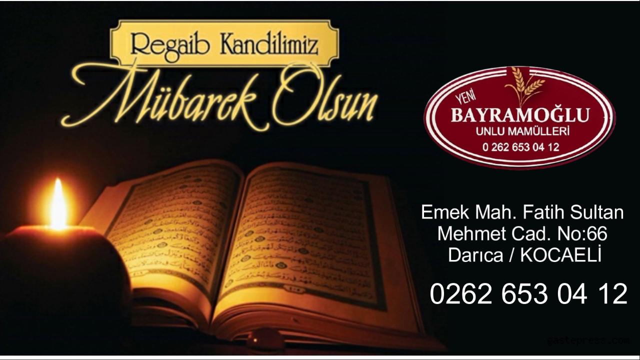 Yeni Bayramoğlu Regaib Kandil ilanı