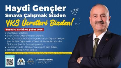GEBZE BELEDİYESİ’NDEN YKS’YE GİRECEK GENÇLERE DESTEK