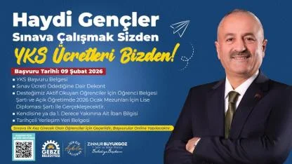 GEBZE BELEDİYESİ’NDEN YKS’YE GİRECEK GENÇLERE DESTEK