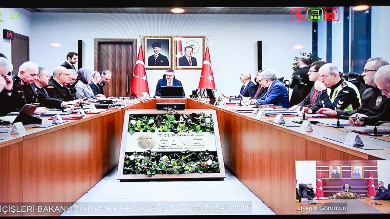 Vali İlhami Aktaş, İçişleri Bakanı Mustafa Çiftçi Başkanlığında VKS Üzerinden Gerçekleştirilen Toplantıya Katıldı