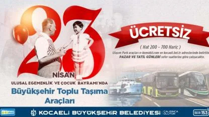 23 Nisan’da Kocaeli’de ulaşım ücretsiz