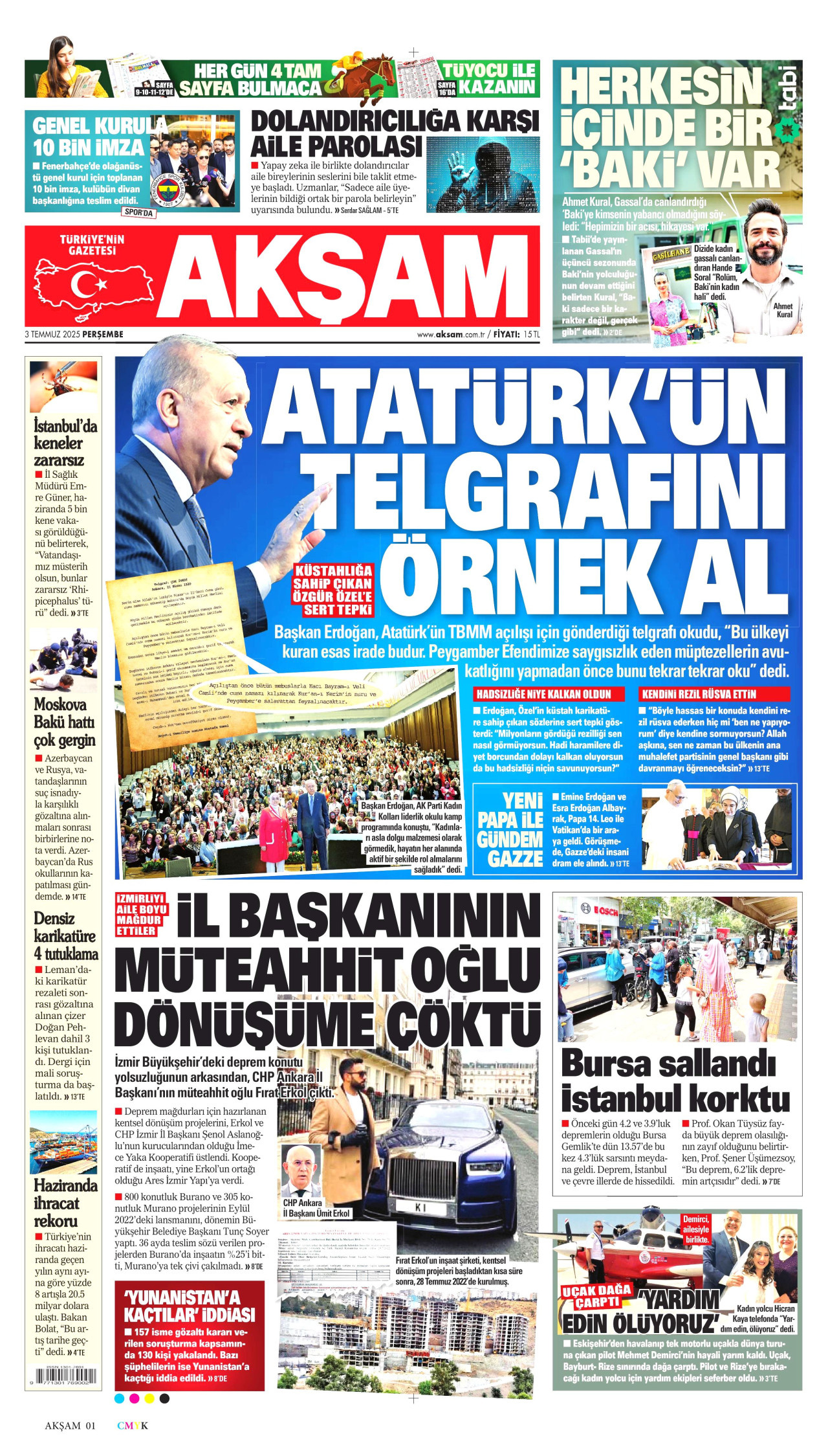 AKŞAM Gazete Manşeti