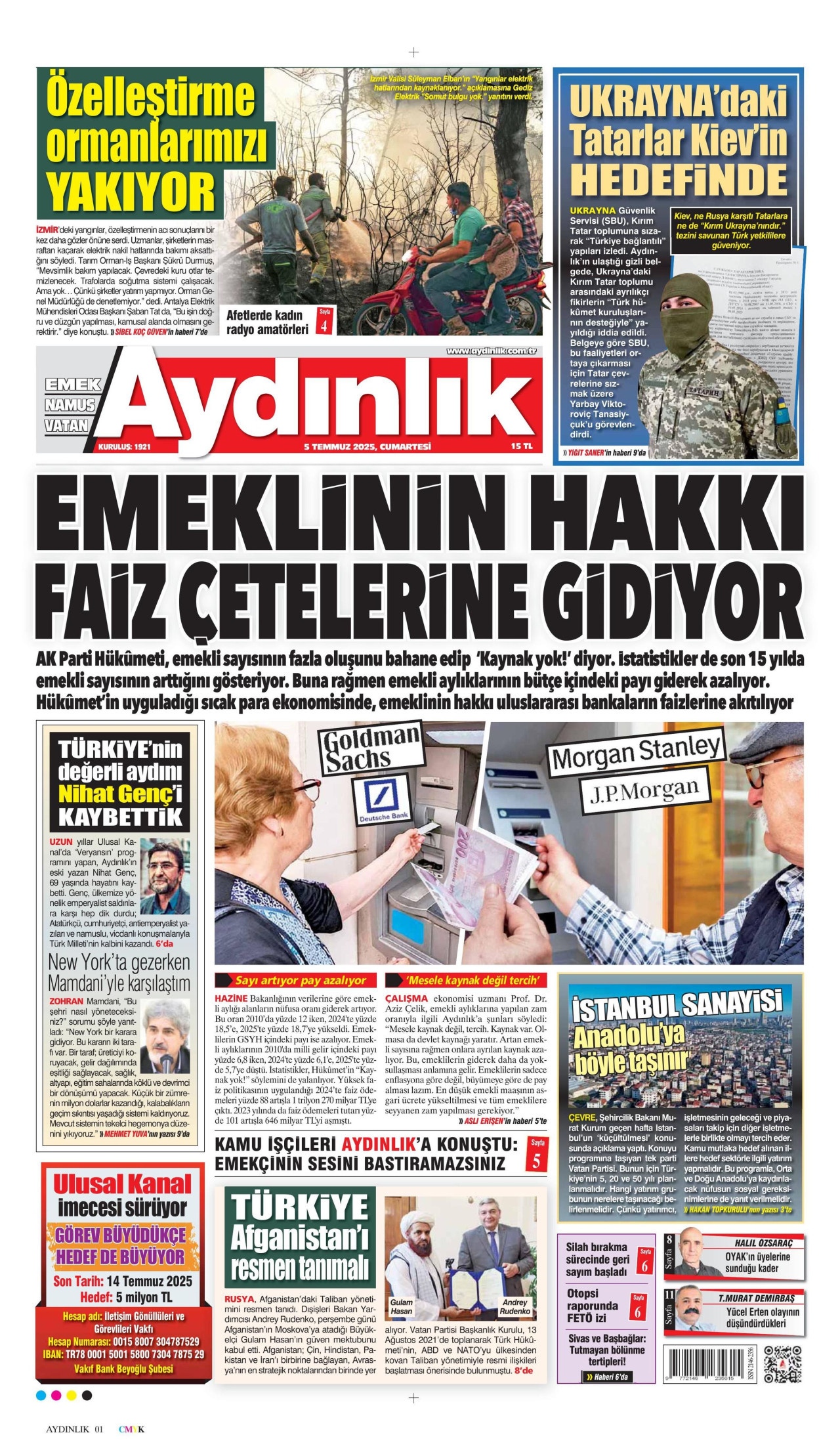 AYDINLIK GAZETESİ Gazete Manşeti