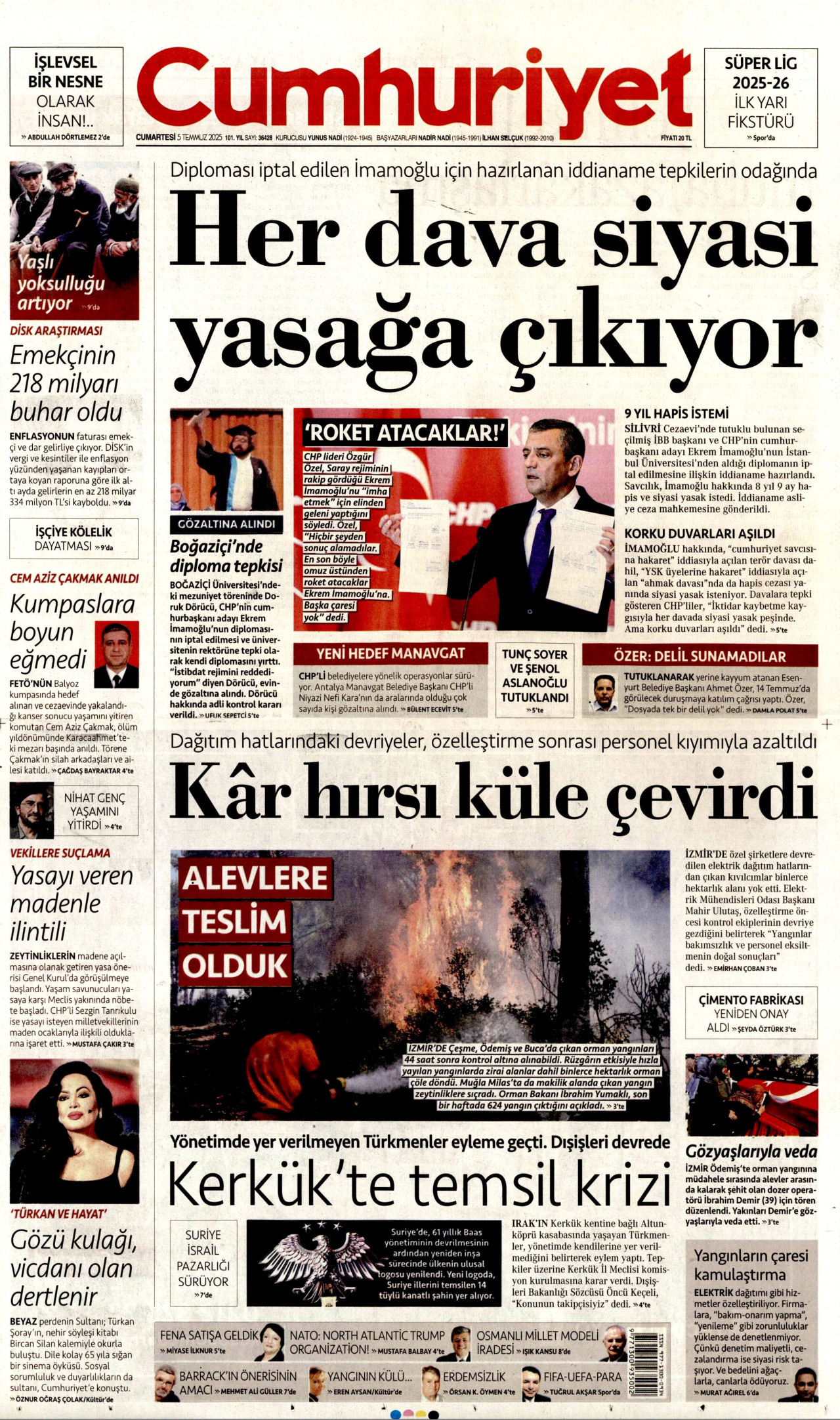 CUMHURİYET Gazete Manşeti