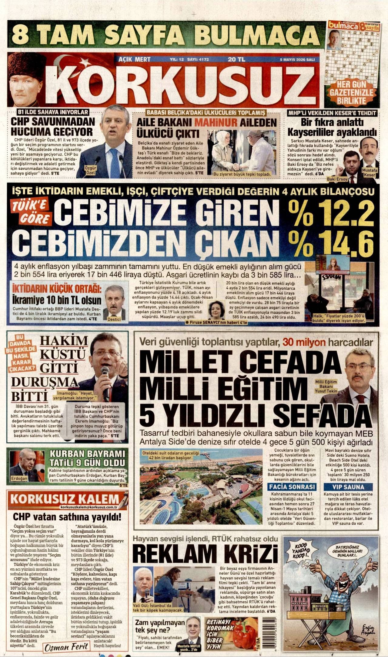 Korkusuz Gazetesi Gazete Manşeti