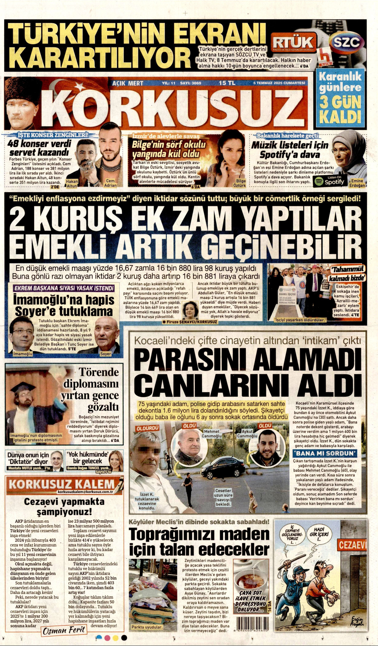 KORKUSUZ Gazete Manşeti