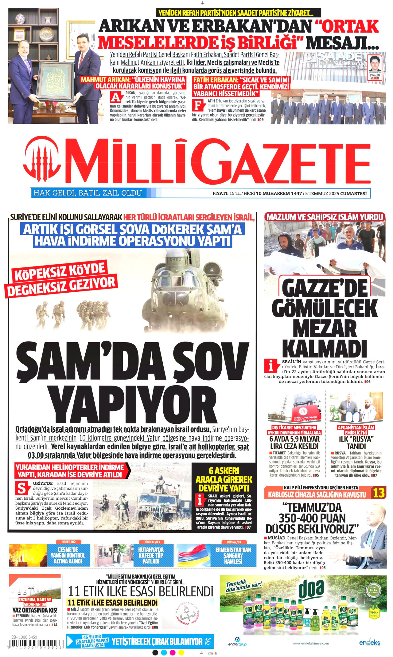 MİLLİ GAZETE Gazete Manşeti