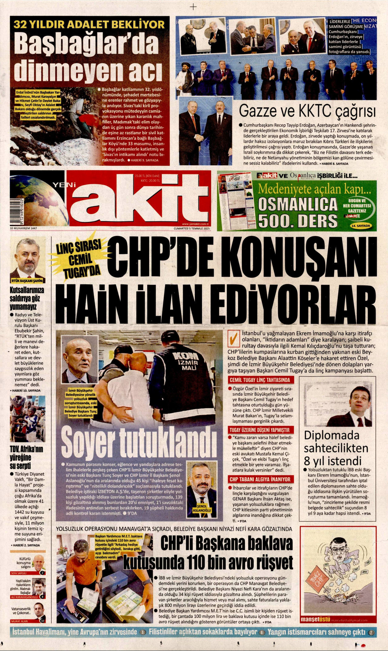 YENİ AKİT Gazete Manşeti