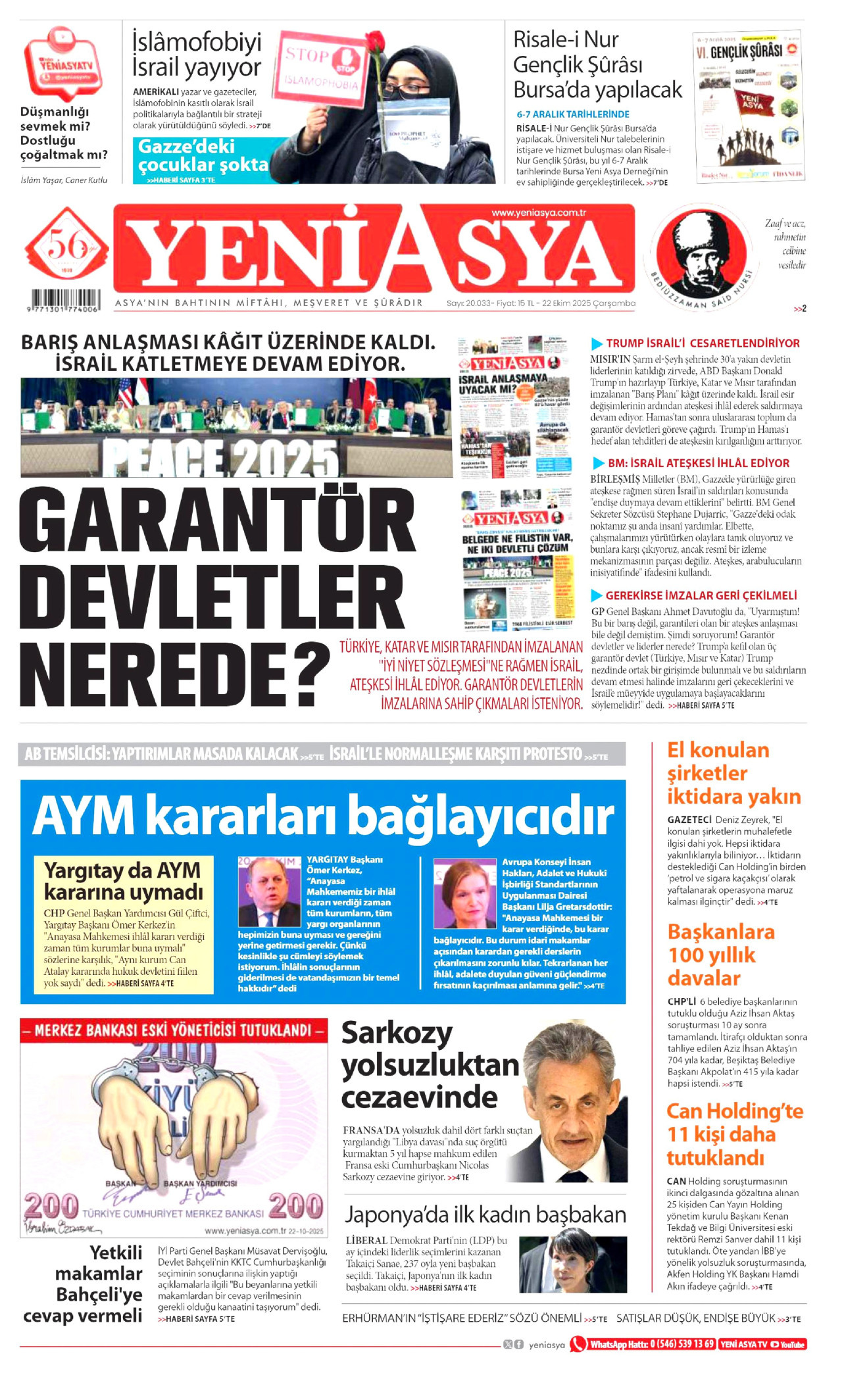 YENİ ASYA Gazete Manşeti