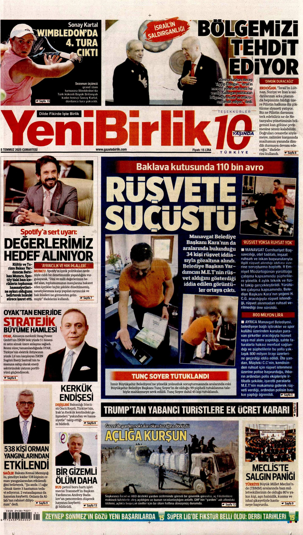 YENİBİRLİK Gazete Manşeti