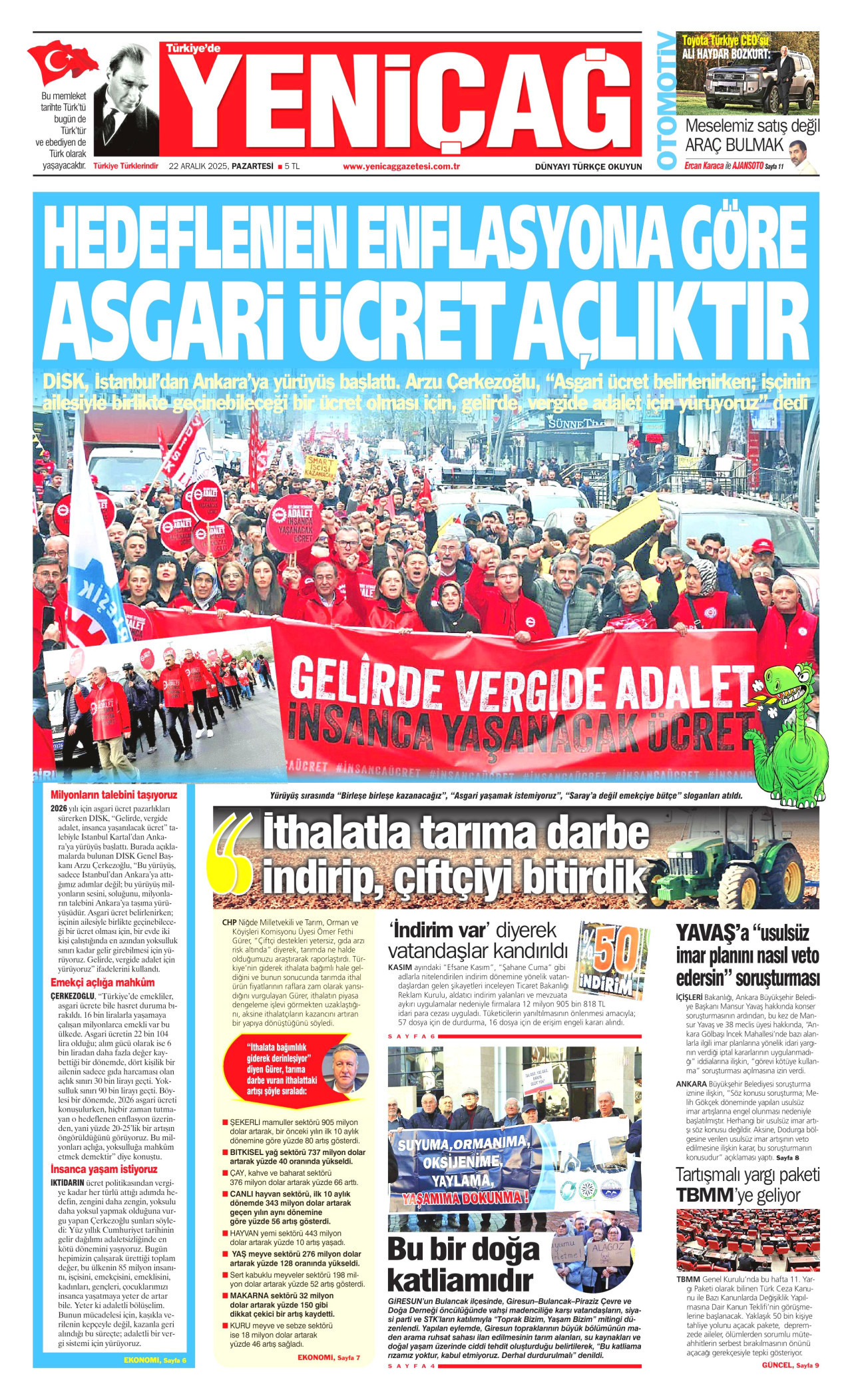 YENİÇAĞ Gazete Manşeti